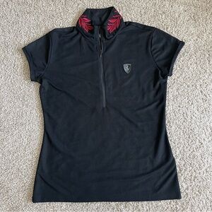 Scuderia Ferrari Speed Day Embroidered Floral Neck Quarter Zip Tee Shirt